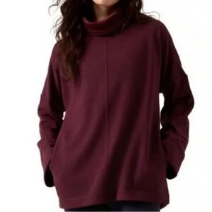 Athleta Cozy Karma Funnel Neck Sweatshirt Purple Oversized XXS
